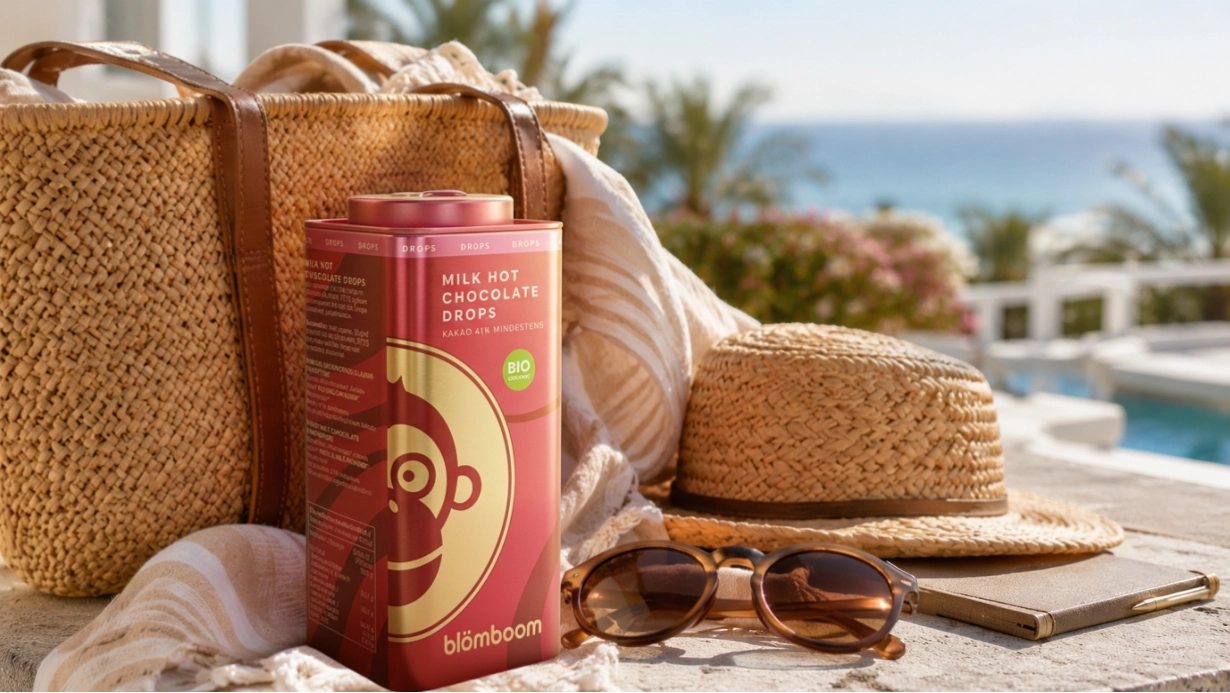 Blömboom Milk Hot Chocolate Pulver mit auf Reise in praktische Dose für unterwegs