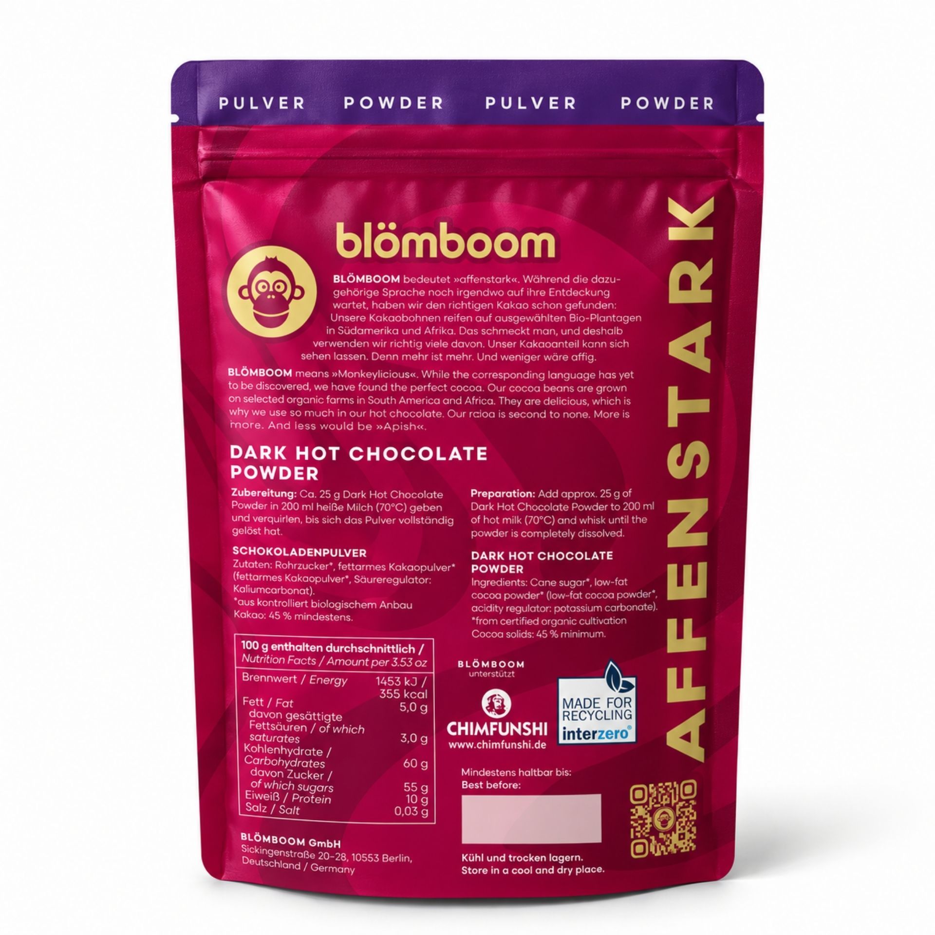 BIO Dark Hot Chocolate Powder
