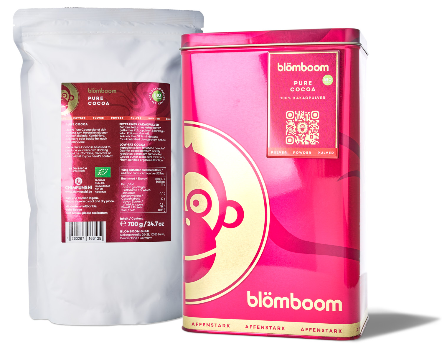 Metalldose + Refillbeutel und Magnet "Pure Cocoa BIO 0,7kg"