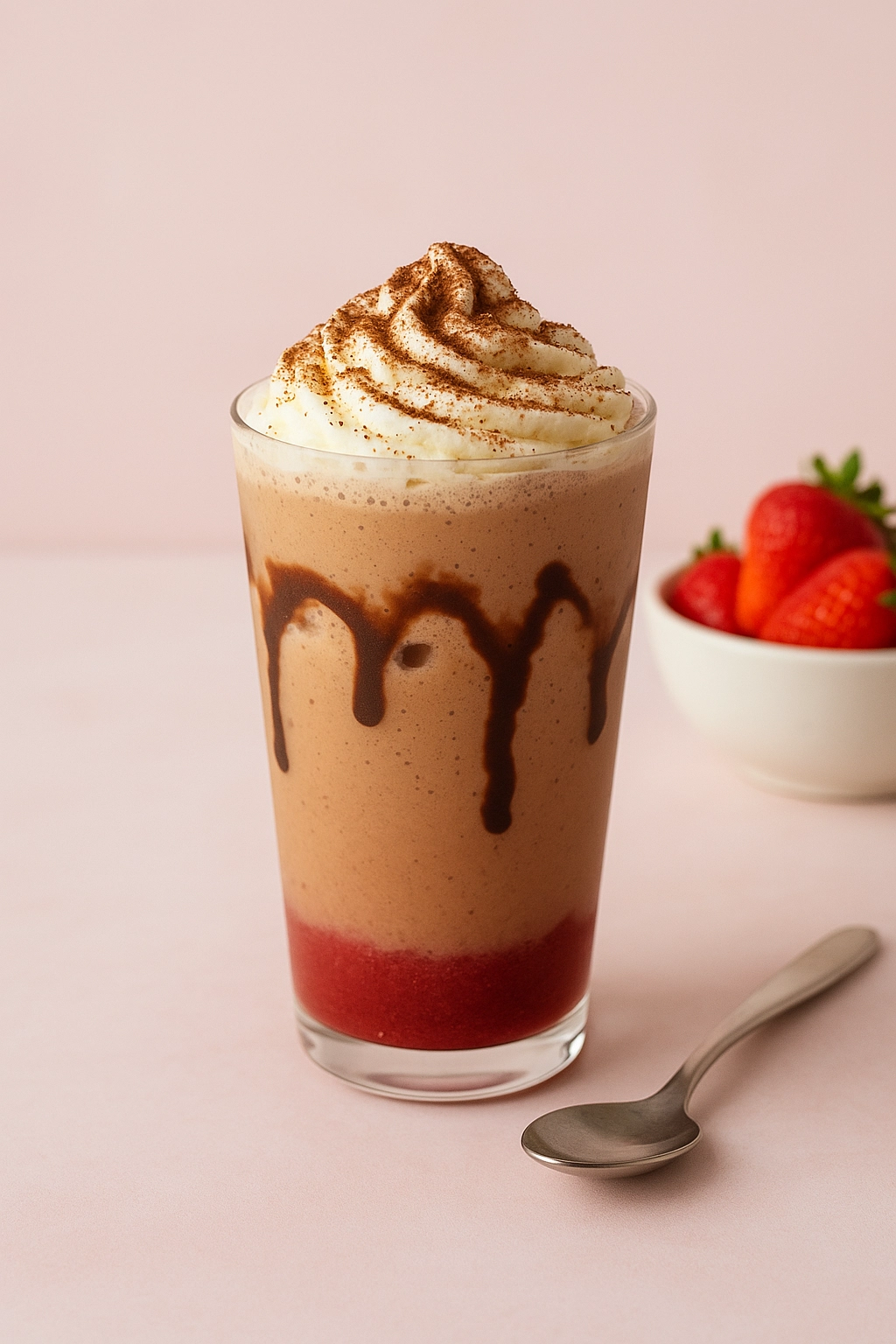 Schoko-Erdbeer-Ice-Latte mit Blömboom